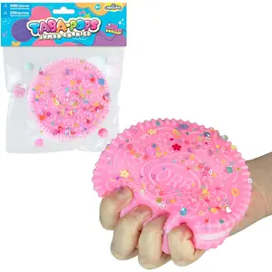 ORB Tabalicious Taba-Pops Jumbo Pink TABA Squishy Cookie - Super Soft, Jumbo Sized Sandwich Cookie - Squish, Squeeze, Pinch for Stress Relief - Play Food Squishy Fidget Toys for Kids and Adults