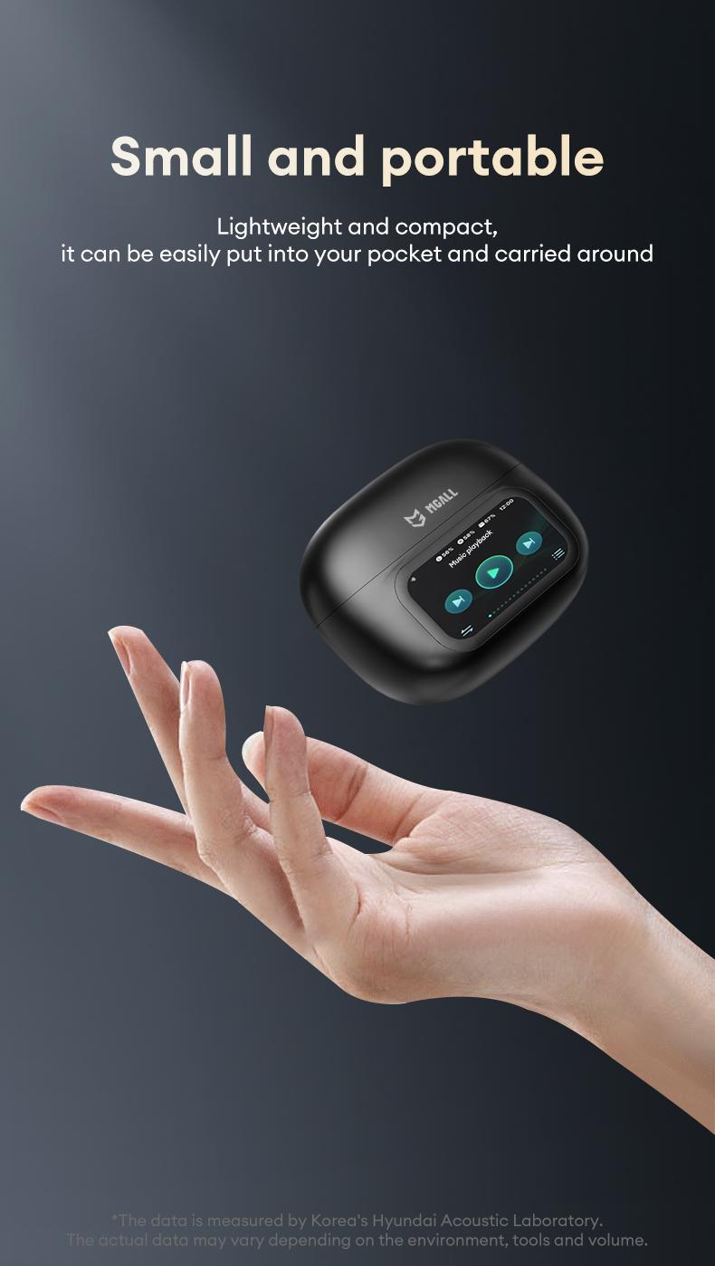 MGALL C02 Clip-On Ear Headphones with LCD Full Color Touch Screen, 2025 New Bluetooth 6.0 for Faster, More Stable Connection & Lower Power Consumption, Audio Wireless Headphones for Music & Phone Calls