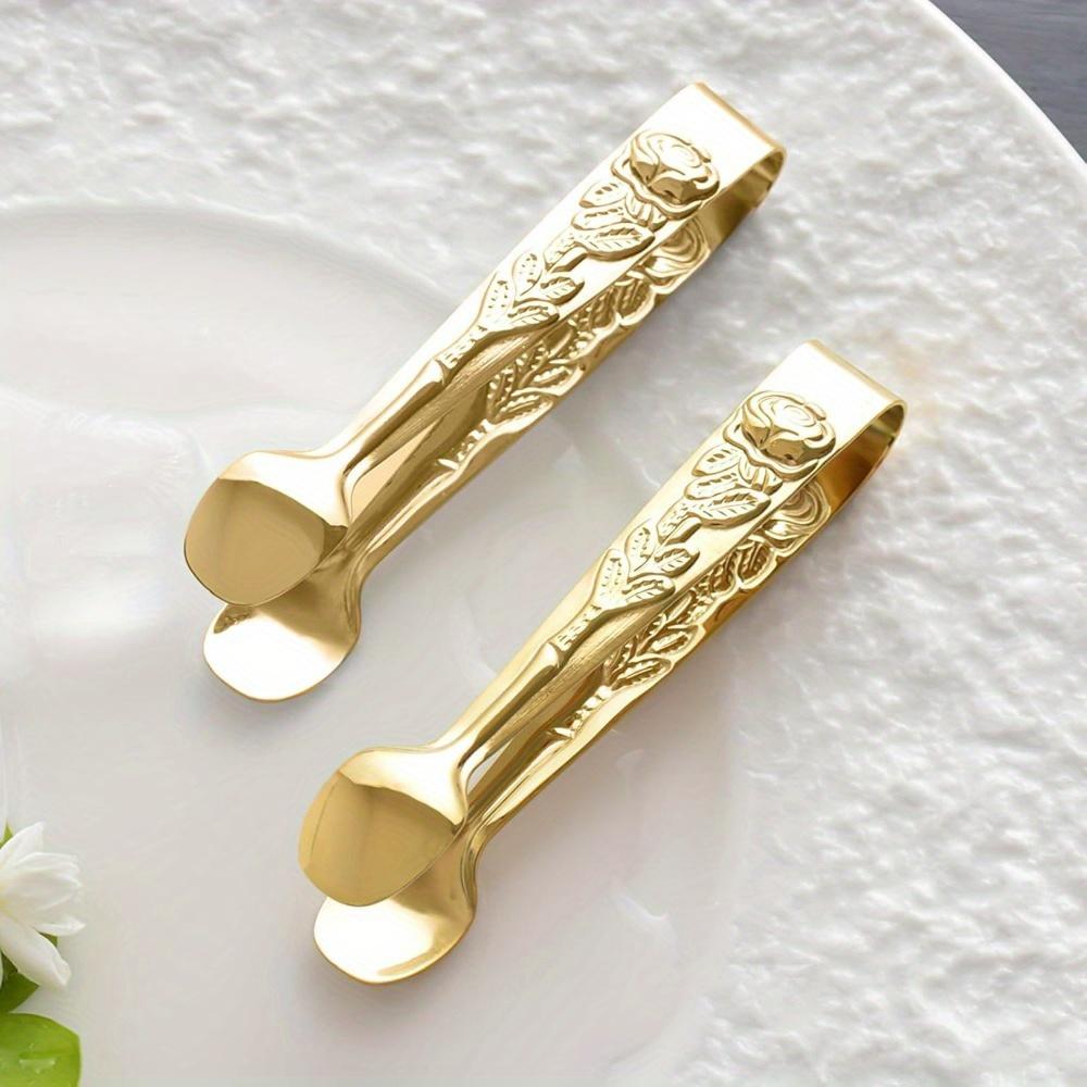 1pc ice tongs, sugar cube tongs, ice cube tongs, fruit tongs, bar ice bucket tongs, rose-shaped tongs, sugar tongs, mini food tongs, rose-patterned ice cube tongs, cookie tongs, lemon slice tweezers