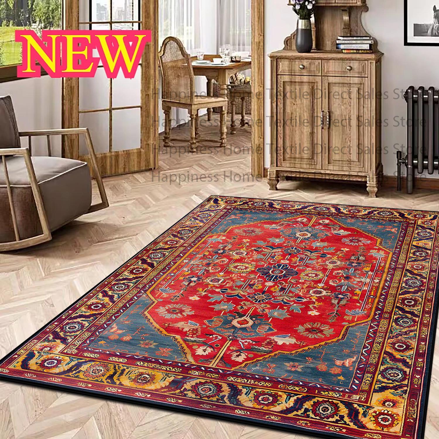 Vintage Persian Medallion Flannel Area Rug - Traditional Oriental Boho Print Soft Mat for Living Room, Non-Slip Ethnic Home Decor #VintagePersianRug #OrientalMedallionMat #BohoEthnicDecor #TraditionalCarpet #NonSlipFlannelRug