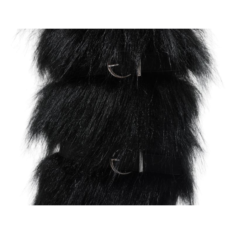 Women's Warm Winter Snow Stilettos Boots Mid-Calf Pointed Toe Furry High Heeled Christmas Holiday Boots Brown Fashionable Walking Shoe