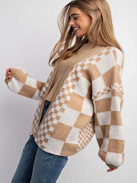 Plus Size Women's Plaid Patchwork Knit Dress, Casual Loose-Fitting V Neck Sweater, Fall & Winter Fashion, Thick Fabric, Knitwear