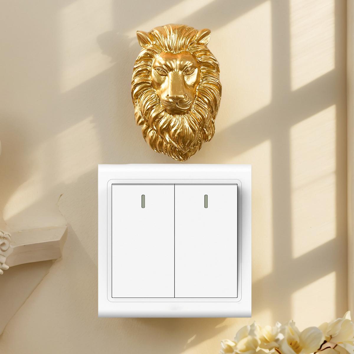 Resin Elephant Head Switch Decor Sticker, Lion Head Switch Decoration Craft, Indoor Wall Art, All Seasons Use