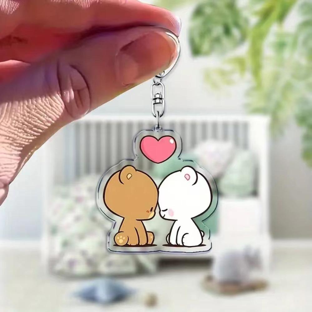 2D Anime Characters Cartoon Bears Cute Cloth Acrylic Keychains Animal Keychains Desktop Ornaments Exquisite Gifts for Anyone
