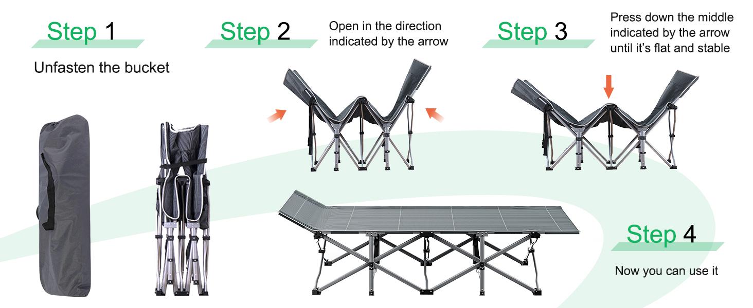 Lilypelle Cot XL Camping Cot with Thick Pad,Oversized Cots portable Bed Folding Cot 900LBS(Max Load) Double Layer Oxford Heavy Duty w/Carry Bag