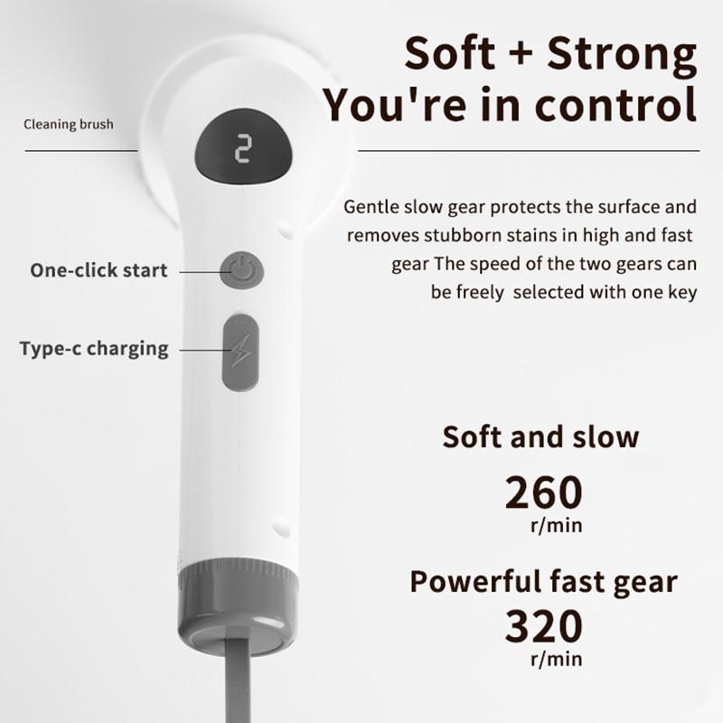 Multifunctional Electric Rotating Cleaning Brush, Wireless Bathtub and Tile Cleaner, LED Display Shower Brush, 2 Speeds, 7 Replaceable Heads