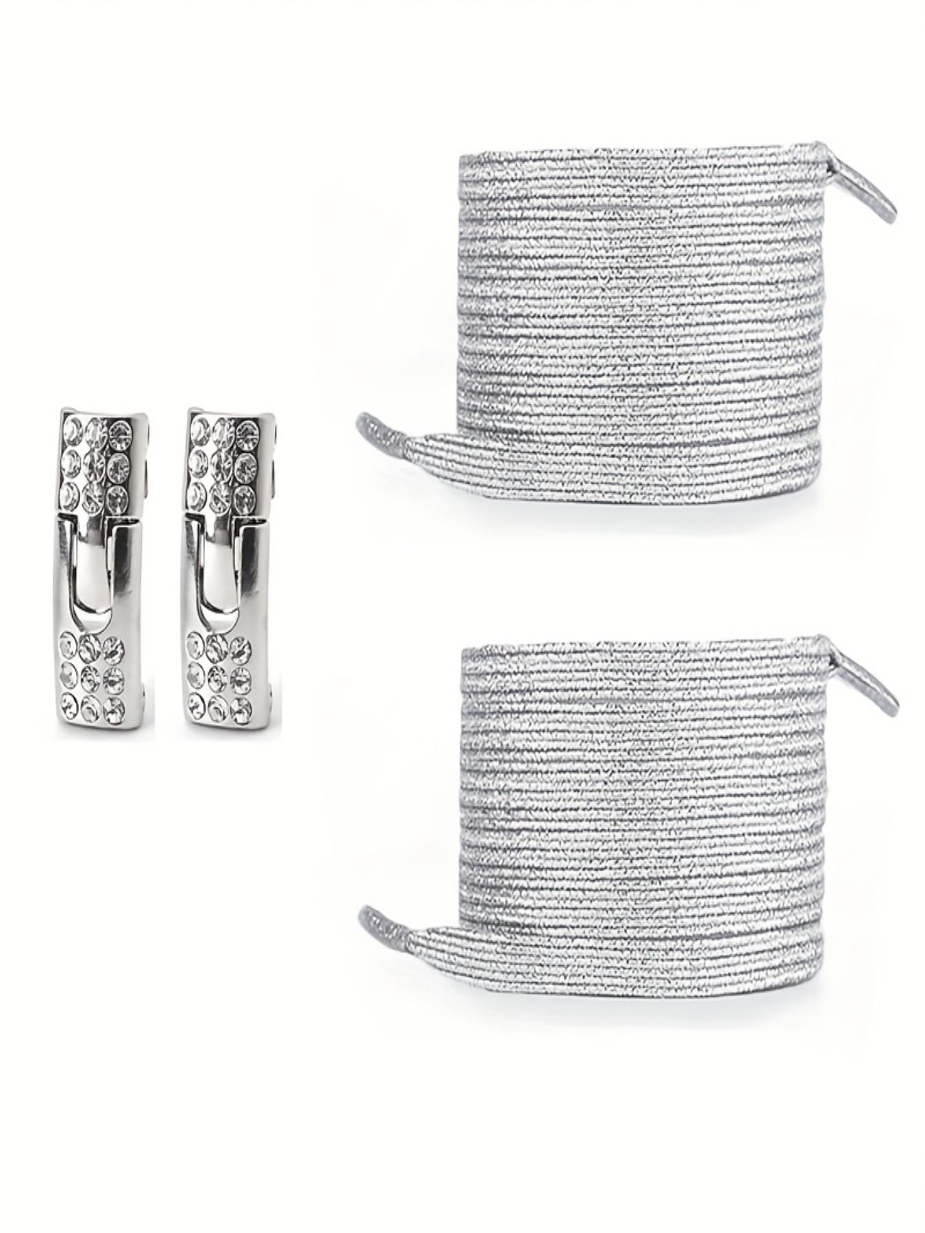 Diamond Buckle Shoe Laces, No-Remove Shoelaces, 2 Elastic Bands and 2 Buckles, Colorful Gradient Shoelaces for Casual and Sports Shoes, Stretchy Shoelaces