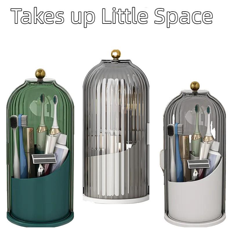 Rotating Electric Toothbrush Holder with Lid, Dustproof Toothpaste Rack, Bathroom Vanity Storage Box, Organizer, Creative Gift for Father's Day