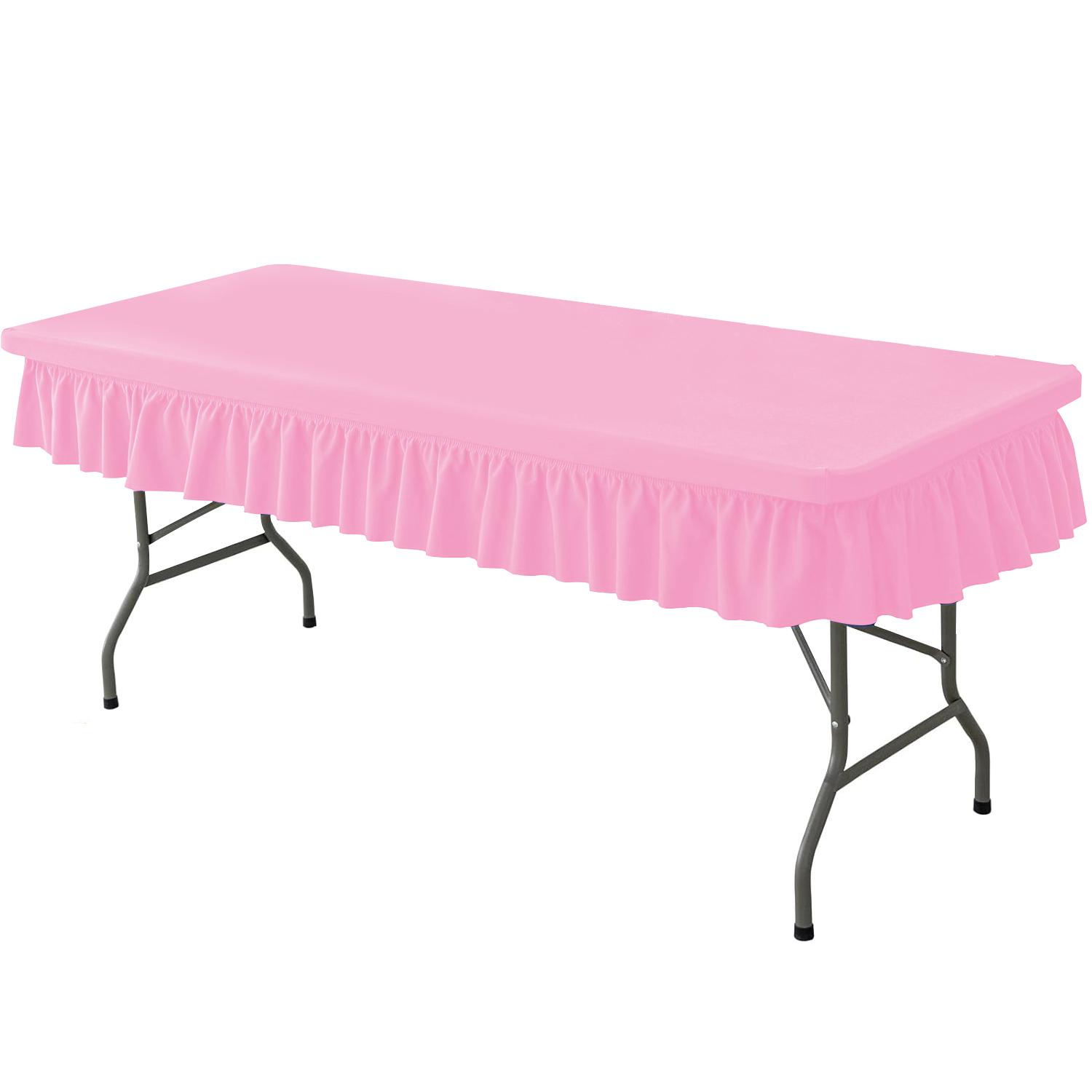 Stretchable Rectangular Tablecloth with Stretched Border Design, Wrinkle-Free Easy Wash, Smooth, Ideal for Weddings Parties and Table Protection, Portable Tablecloth