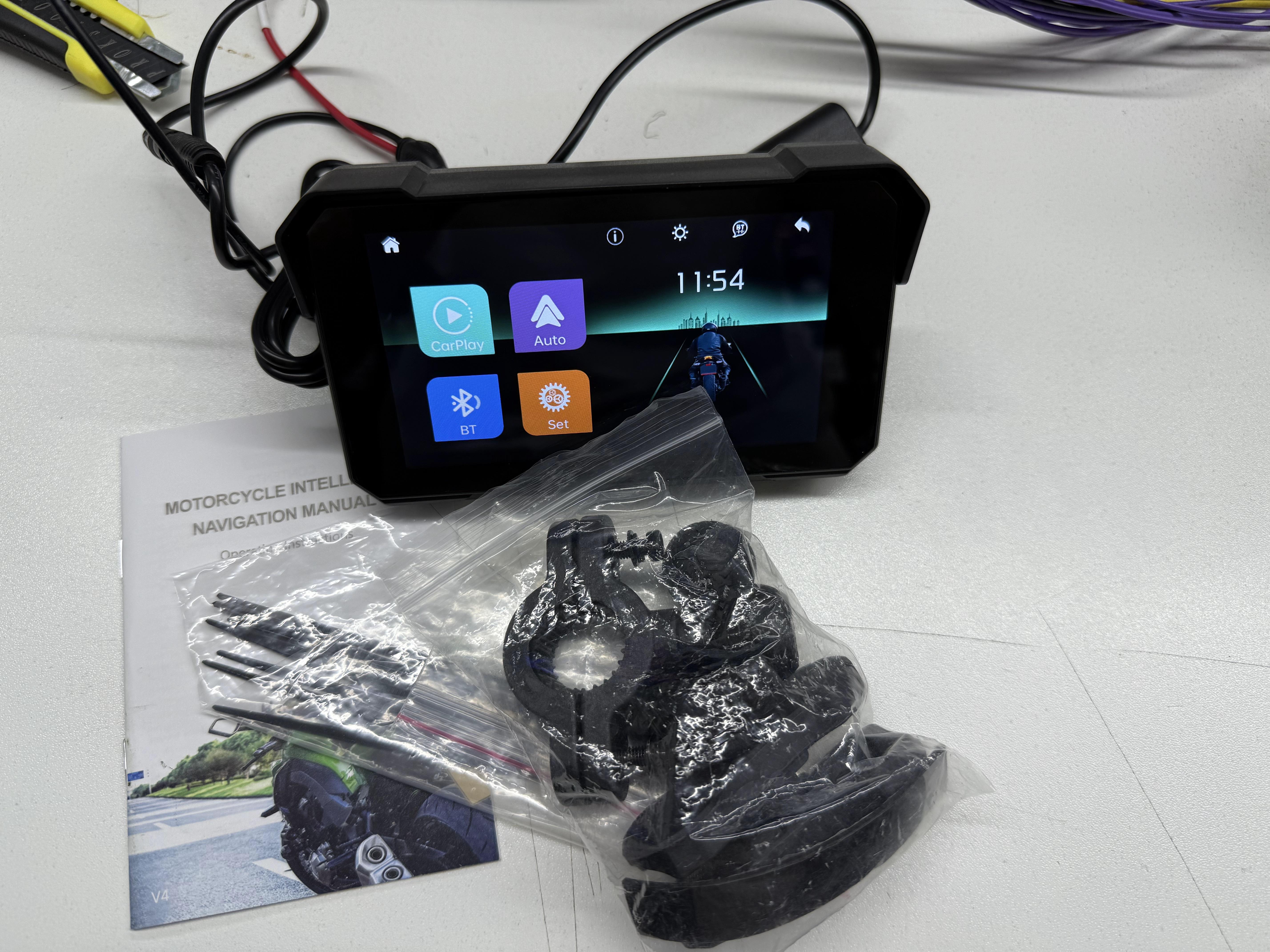 Motorcycle Screen for Wireless CarPlay/Android Auto/Mirror Link, 5 Inch IP67 Waterproof Touchscreen with Adjustable Mount, Auto-Dimming HD Display for Motorcycles, Motorcycle Accessories