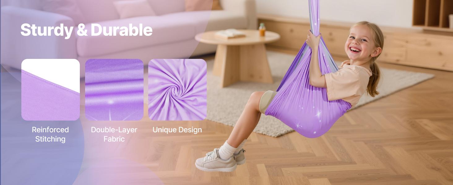 SummerWinsVEVOR Sensory Swing, Double-Layer Fabric Sensorys Hammock, Indoor Outdoor Sensory Swing with 360 Swivel Hanger, O-Sling, Holds up to 300lbs, Adjustable Aerial Yoga, Ceiling Swings for Kidsdealsforyoudays