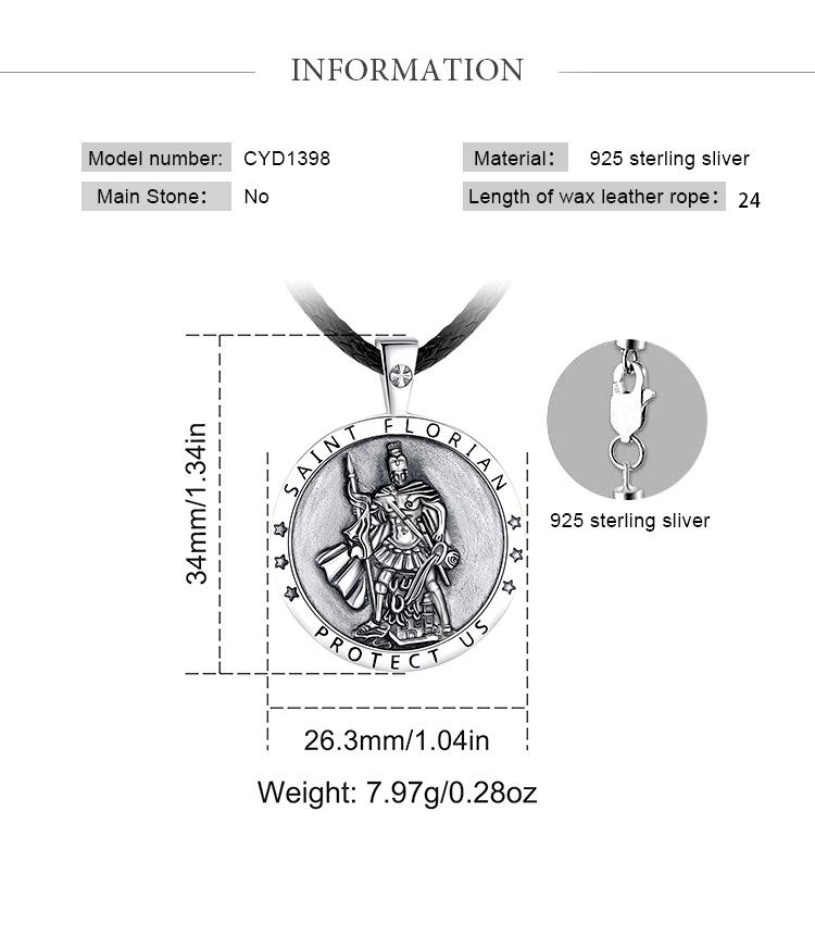 925 Sterling Silver Saint Florian Necklace, Reversible Firefighter Cross Pendant, Patron Saint Medal, Handmade Jewelry, First Responder Gift