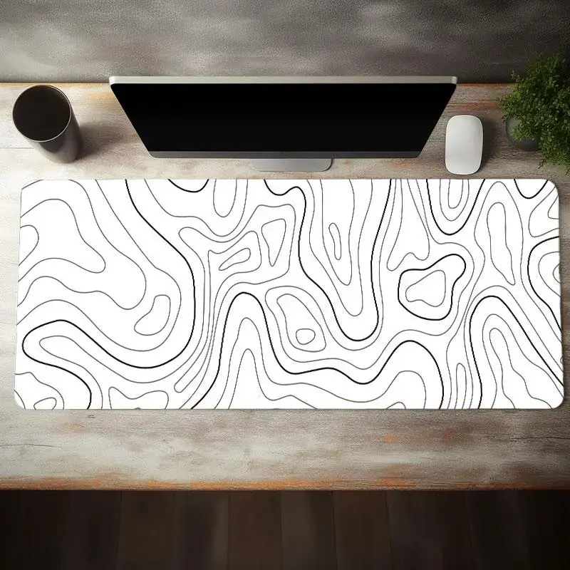 Topographic Mouse Pad, Waterproof Gaming Mouse Pad with Stitched Edge, Extended Irregular Line Pattern Desk Non Slip Mouse Pad Desk Decor for Work, Game, Office, Home, Office Supplies, Desk Accessories, Computer Desk Accessories