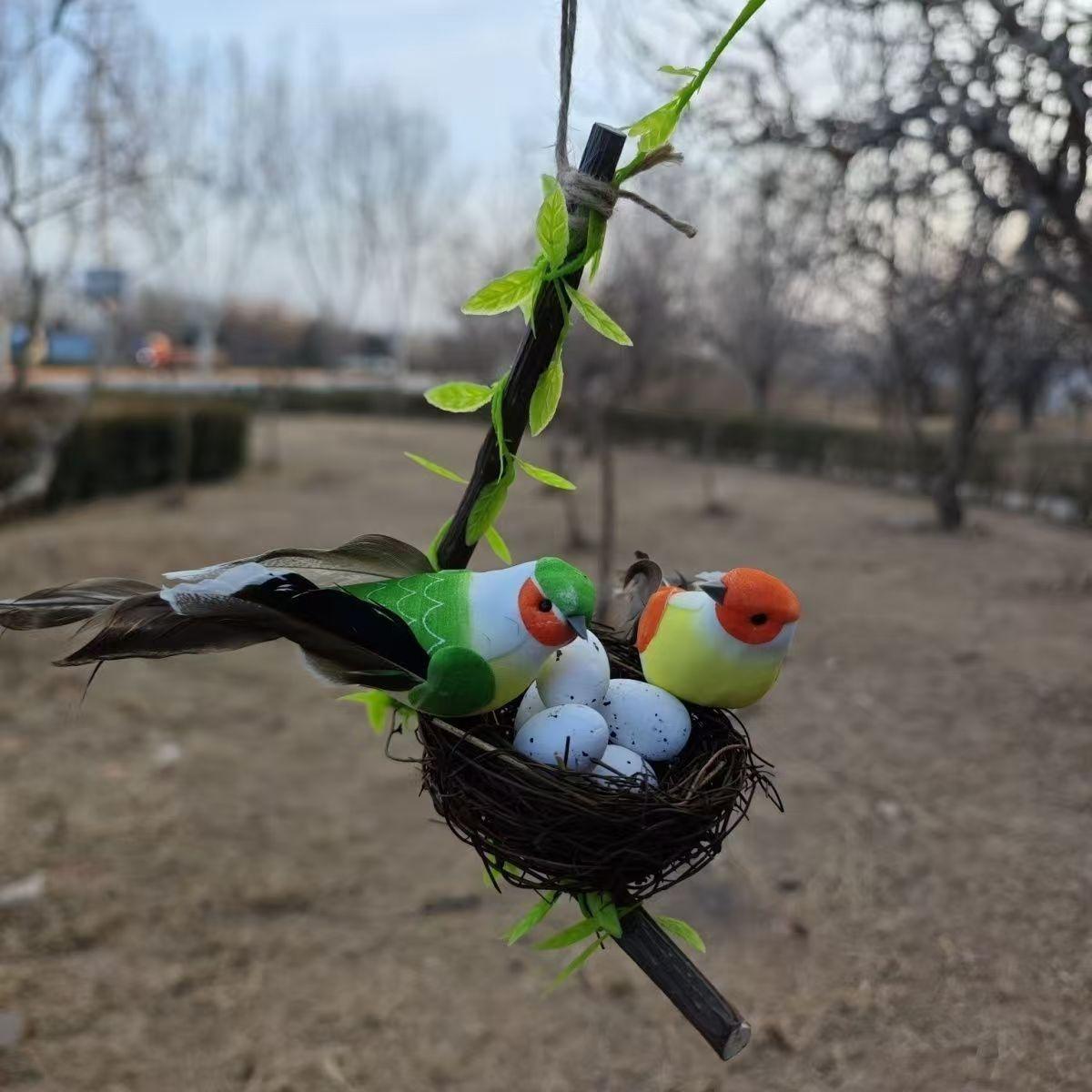 2pcs Handmade Natural Material Bird Nest Models, Garden Courtyard Home Party Wedding Decor Gifts, Desktop Ornament for Bird Lovers