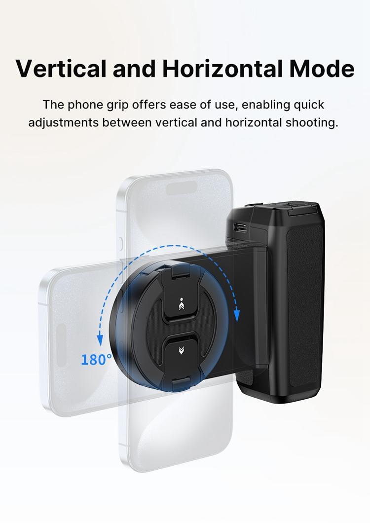 ULANZI Selfie Phone Tripod Mount MA35, 2-in-1 Magnetic & Phone Clip Camera Grip Handle Holder with Detachable Remote Shutter with Cold Shoe Adapter for Smartphone Video Shooting