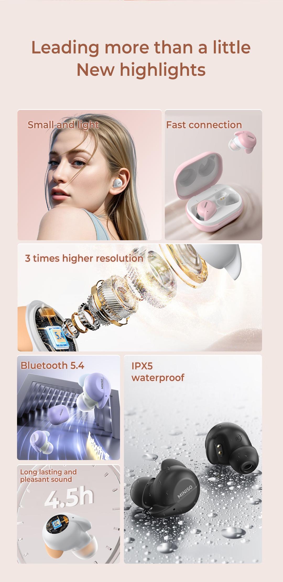 MINISO X51 True Wireless Bluetooth Earphone Noise Cancellation Mini Earbuds With Mic MINISO X51 True Wireless Bluetooth Earphone Noise Cancellation Mini Earbuds With Mic