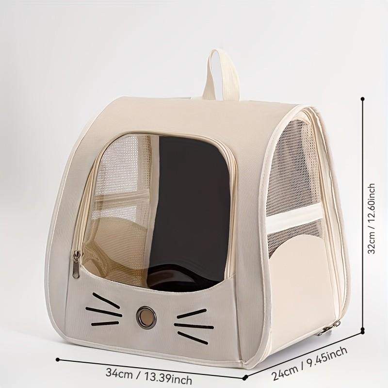 Transparent Bubble Window Cat Face Design Pet Backpack, Wide Strap Foldable Breathable Dog Bag, Ideal for Festive Occasions, Comfortable Travel Essential