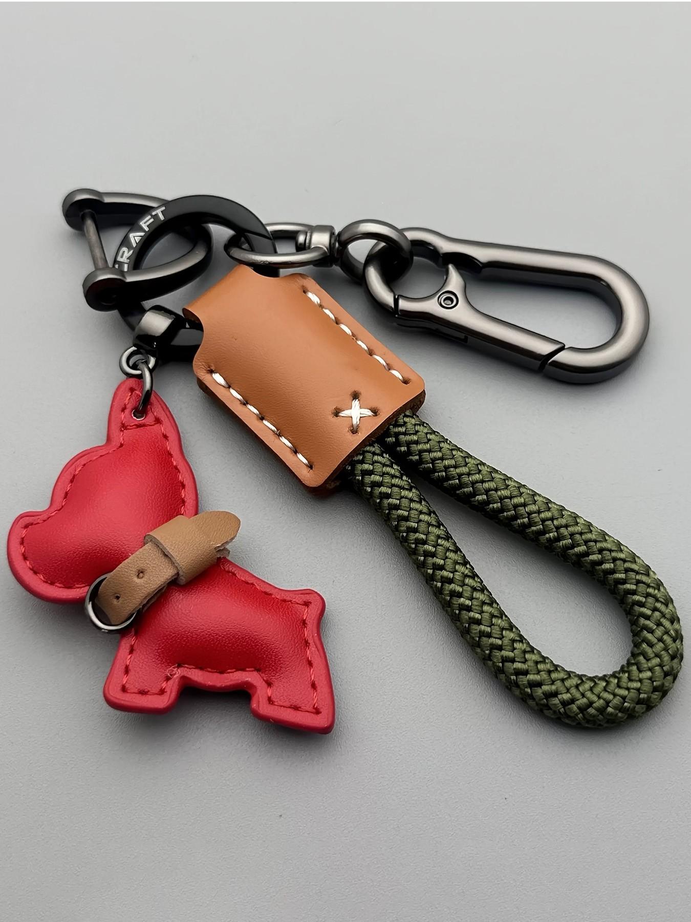PU Leather Bulldog Keychain, Cute Plain Style Bag Charm, Fashionable Gift for All Seasons, Unisex Accessory for Men and Women