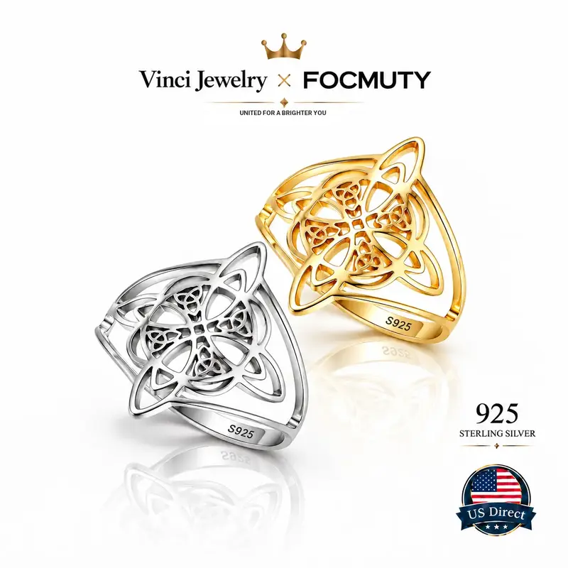 FOCMUTY 925 Sterling Silver Classic Witch Knot Ring, Anillo Nudo de Bruja Plata 925 Original, Celtic Knot Ring for Women, Simple Witches Knot Ring from Witchtok, Witchcraft Jewelry for Pagan, Daily Wear Jewelry for Protection Symbolism