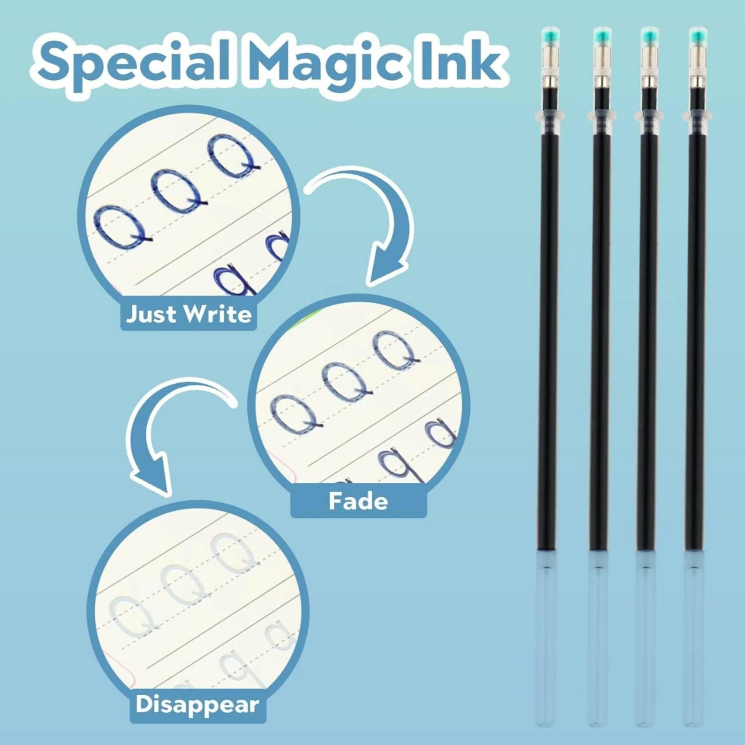 Magic Practice Scribe Book Set, 4 Counts/set Reusable Number & Letter & Math & Drawing Practice Scribe Book with 1 Count Pen, 10 Counts Refills & 1 Count Pencil Grip, Tracing Preschool Books