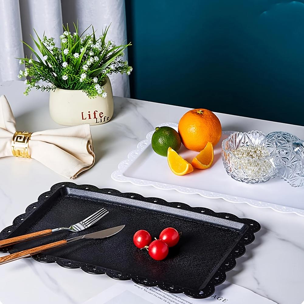 2pcs Plastic Display Trays, Home Fruit Food Tray, European Style Cake Stand, Rectangular Plates, Cupcake Dessert Dish, Party Wedding Snack Plate, Salad Serving Plates