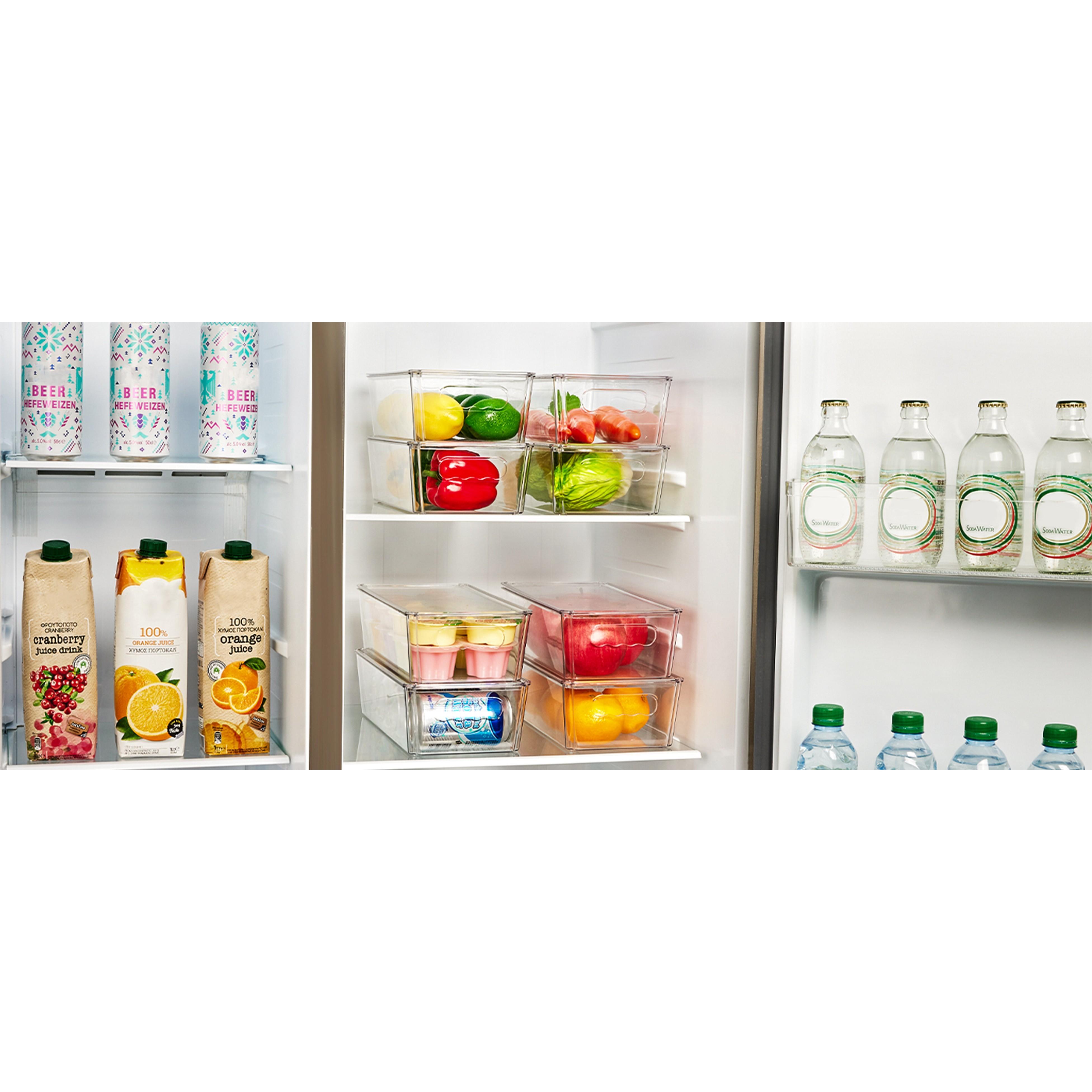8pcs Clear Organizers and Storage Bins with Lids, Stackable Plastic Storage Containers with Handles for Fridge, Freezer, Pantry, Cabinet, Kitchen Organization