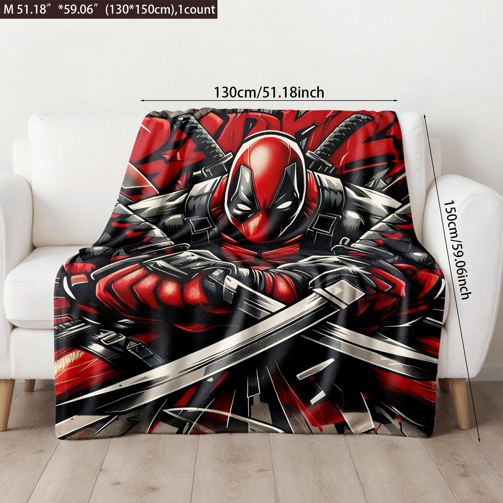 Deadpool Graffiti - Style Flannel Blanket - Skin - friendly Water Wash, High - grade Plush, Vivid Comic Print, Double Warmth, Multi - Scenario Use (Bed/Sofa/Lounging), Ideal Gift for Marvel & Superhero Fans