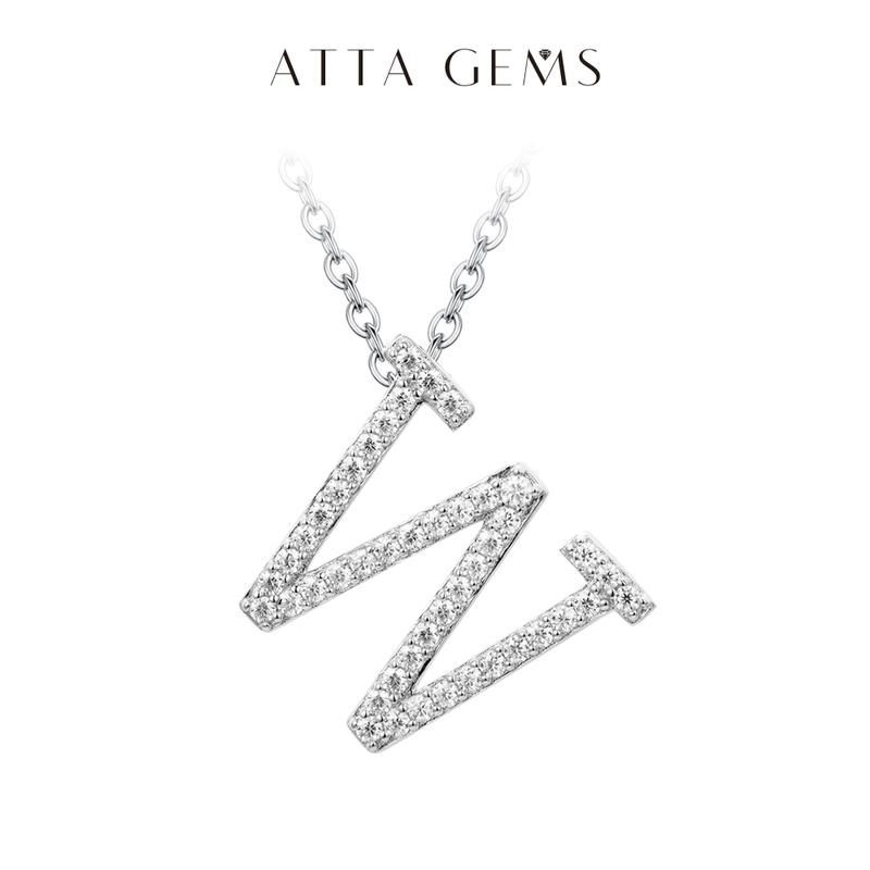 A~Z 26 Letters Necklace Synthetic Moissanite Pendant DIY Design Have Pendant and Chain Free N010