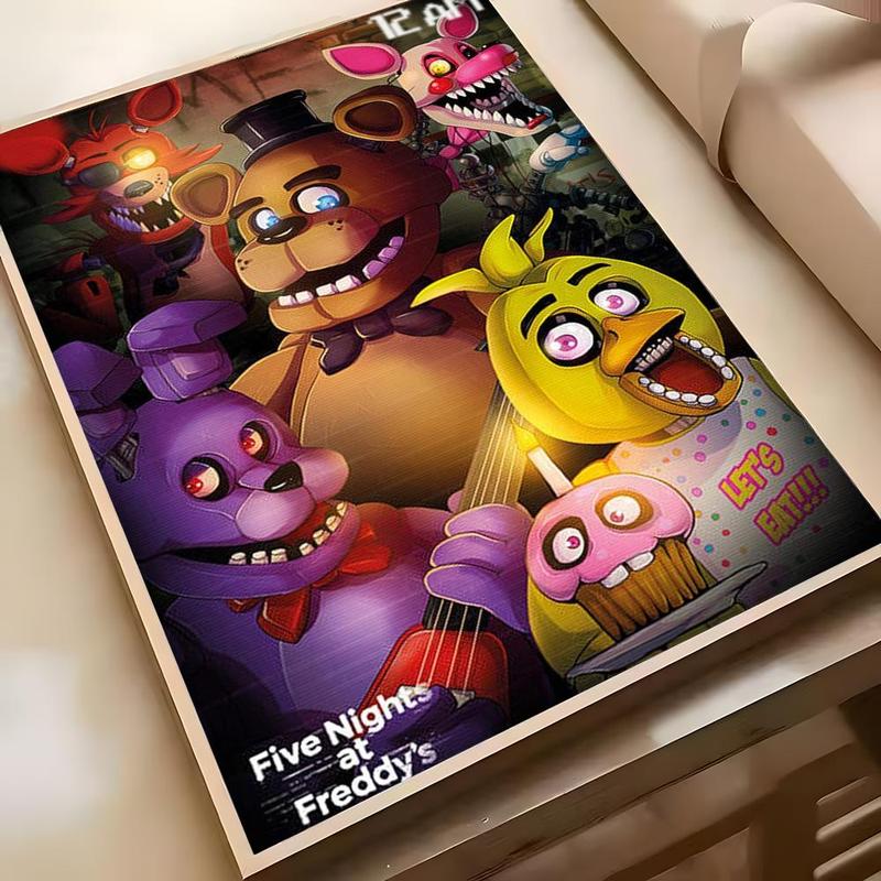 5 Nights At Freddys Poster Sticky Waterproof Wall Art High Quality Print Vibrant Cartoon Design Aesthetic Home Living Bedroom Decor Trendy Room Decoration Easy-To-Apply Gift Durable