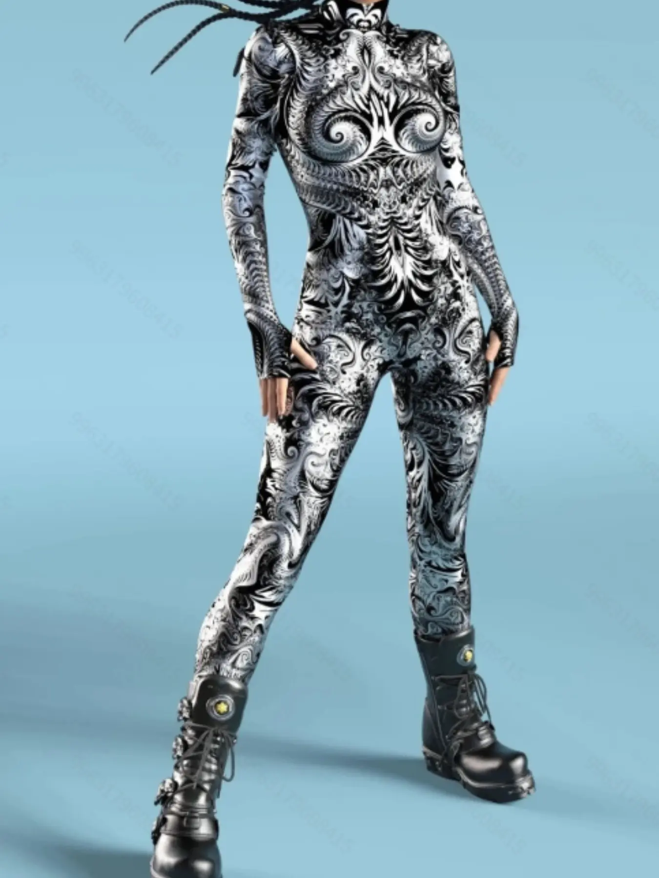 Cyberpunk Jumpsuit for Parties, All-Over Print Design, Perfect for Music Festivals & Halloween, Unique Role Play Costume