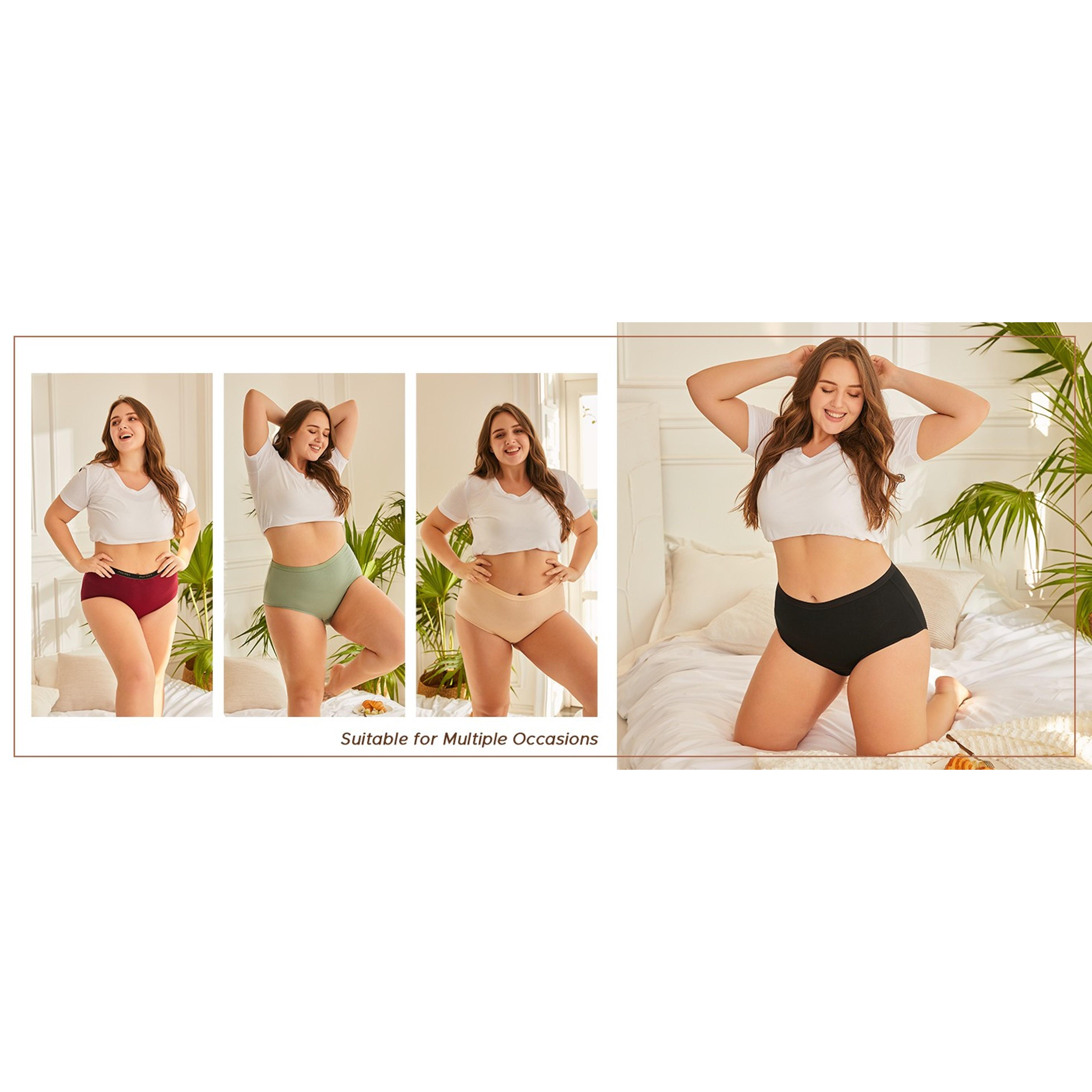 Plus Size XL-6XL Big Curvy Woman Cotton Underwear High Waist Briefs 5-Pack(Gift)