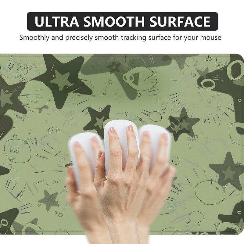 Extra Large Green Star Pattern Mouse Pad Stylish Gaming Mouse Pad 35x16 Inch Computer Keyboard Mousepad Suitable for Families, Offices and Schools. Perfect Gift for Family Members and Friends