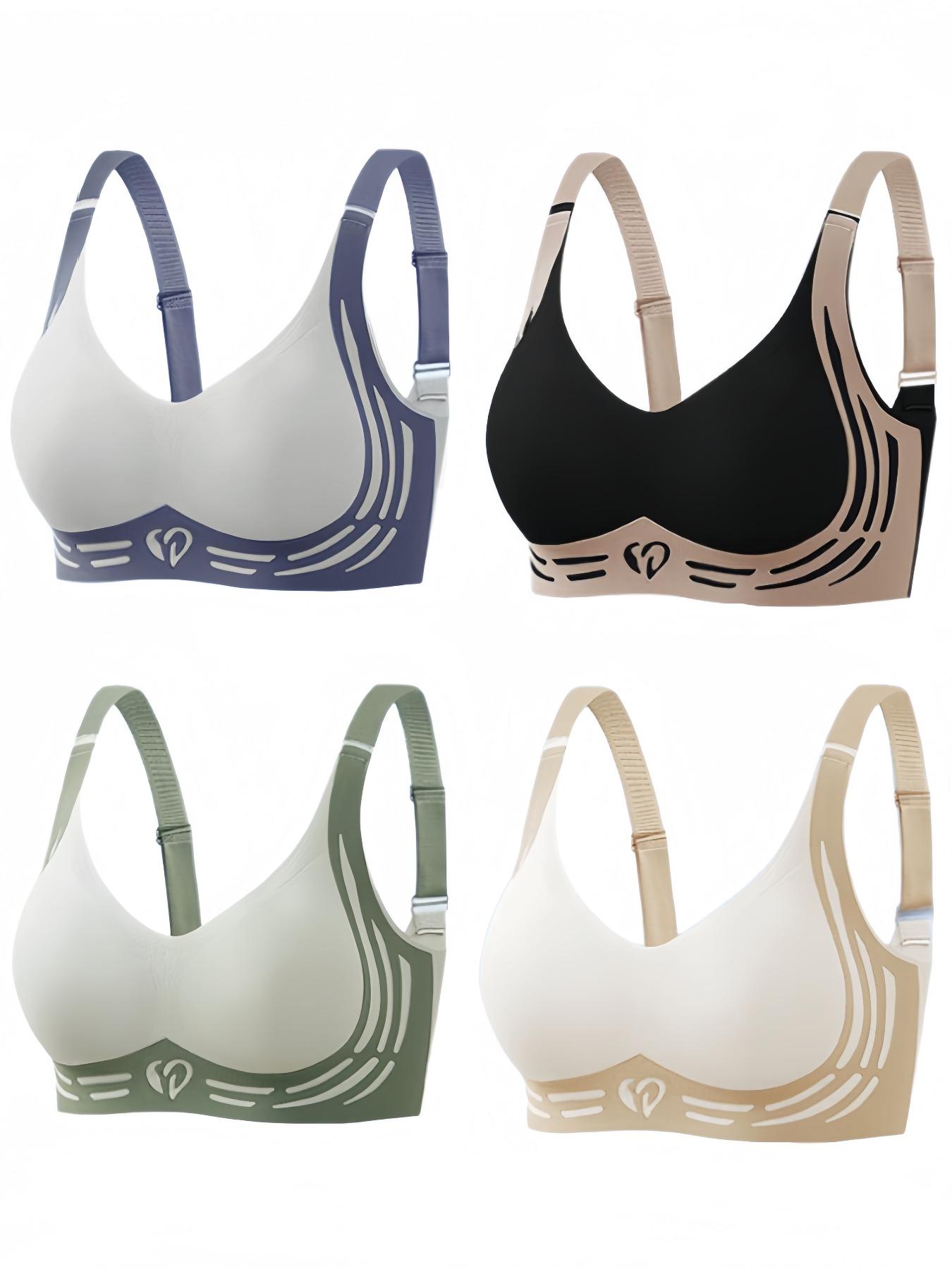 Women's Colorblock Patchwork Wireless Bra, Soft Comfortable Breathable Backless Bra, Women's Lingerie for All Seasons, Underwear for Women