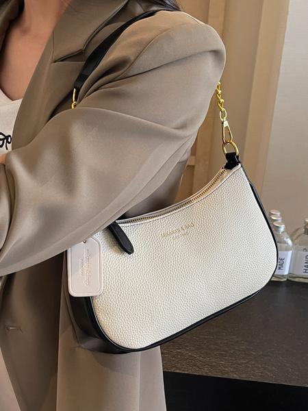 Small fresh  sweet shaped shoulder handbag, white lychee pattern simple classic design, cherry pearl chain bag, exquisite fashion   versatile, niche design suitable for daily commuting, shopping, etc.