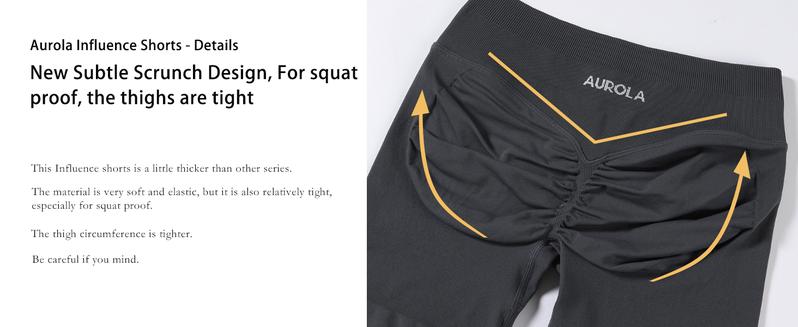 AUROLA Influence Collection Workout Shorts for Women,No Roll Up Squat Proof New Scrunch Seamless Compression Gym Impact Short 4.5" Inseam