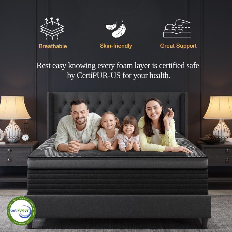 12 /14Inch Gel Memory Foam Mattress Twin Full Queen King Bed Hybrid Mattress  In A Box,Pocket Spring for Edge Support, Pressure Relief, Medium Firm motion isolation