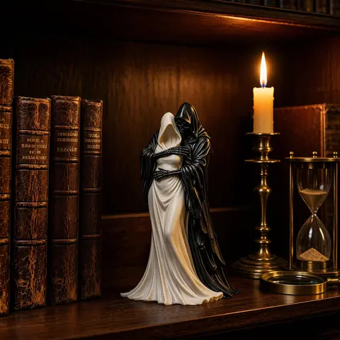 Dark Gothic Reaper Figure - Polyester Dark Queen Death Figurine, Skeleton Resin Ornament, Gothic Home Decor for Shelf, Halloween Collectible Display