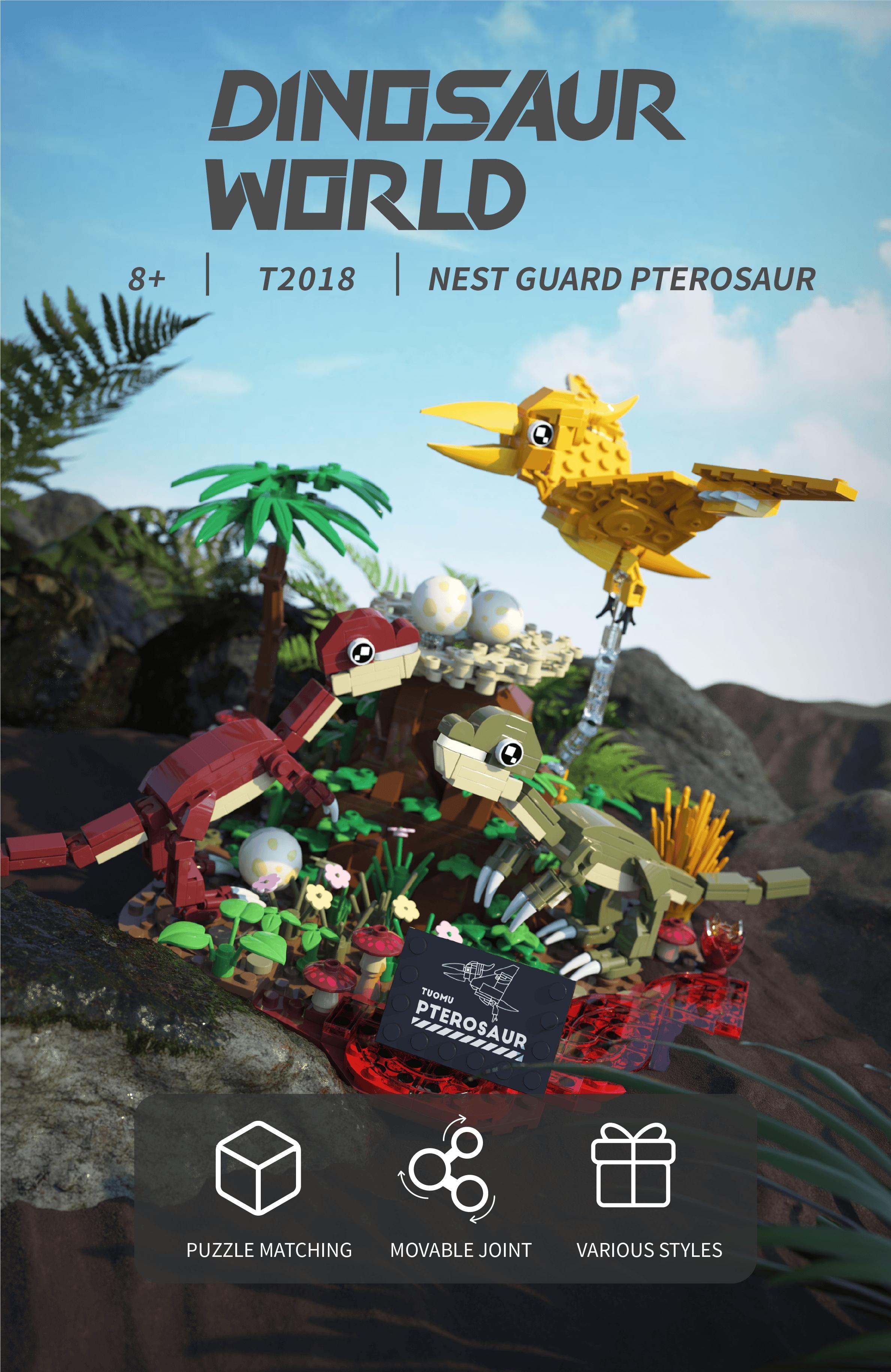 Dinosaur World Building Set, Pterosaur Bird Model DIY Creative Toy, Mini Brick Scene, Desk Decor, Fun Assembly Hobby, Gift for All Ages