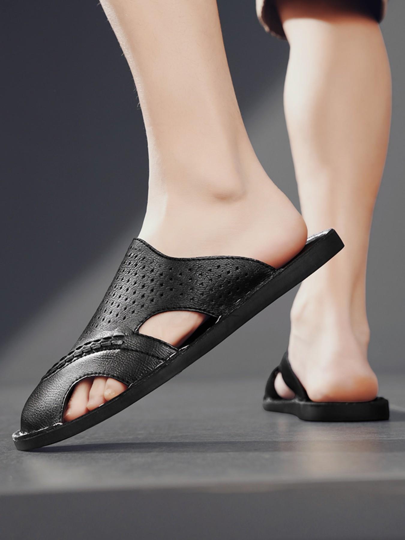 Men's Fashionable Summer Sports Sandals, PU Leather Walking Shoes, Outdoor Hiking Sneakers, Casual Beach Shoes for Spring & Summer