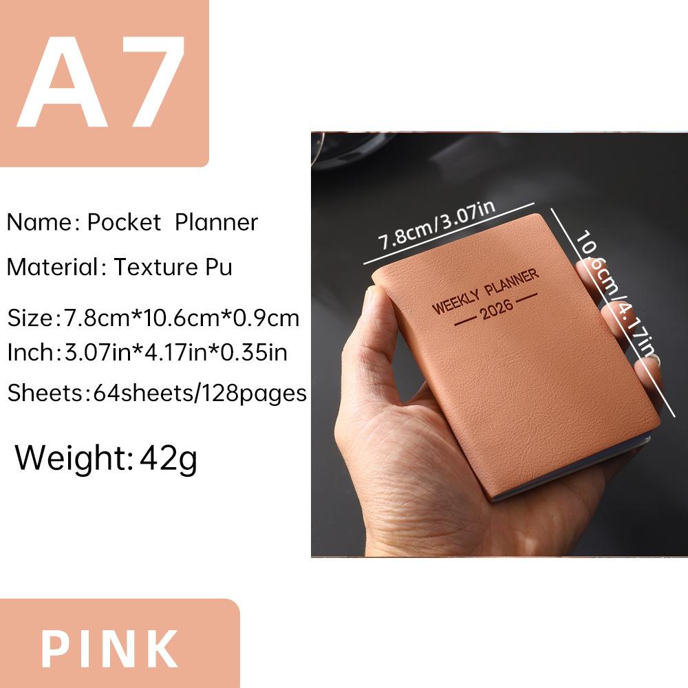 2 Pack A7 Mini Diary Planner 2026, Weekly Planner, Daily Schedule Notebook, English Language, Perfect for Organization & Planning