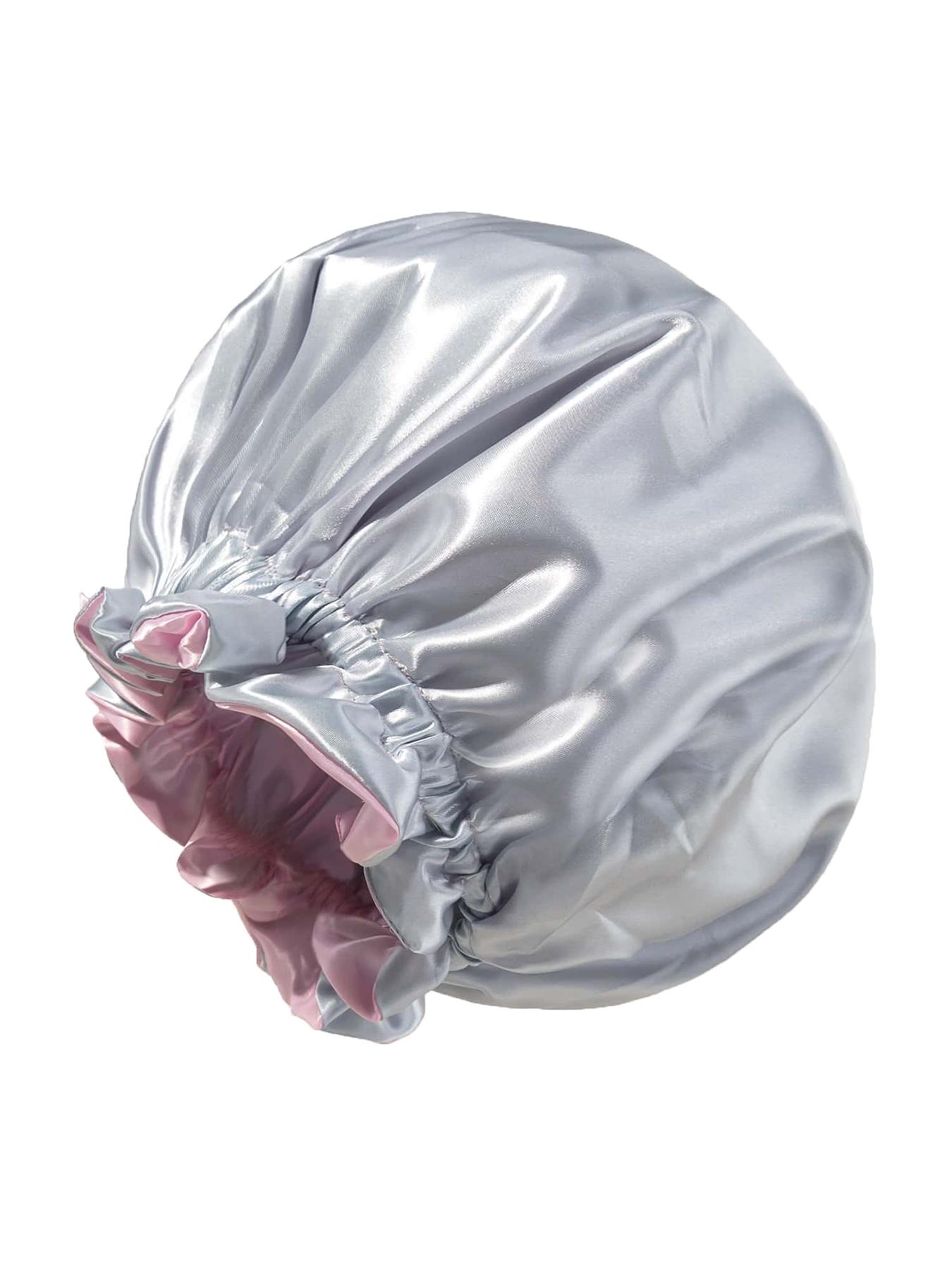 Women's Bonnet Two-Layer Pure Color Wave Edge Elastic Silk Smooth Satin Fashion Sleep Cap, Comfortable Soft Breathable Hair Care Hat, Sleeping Bonnet