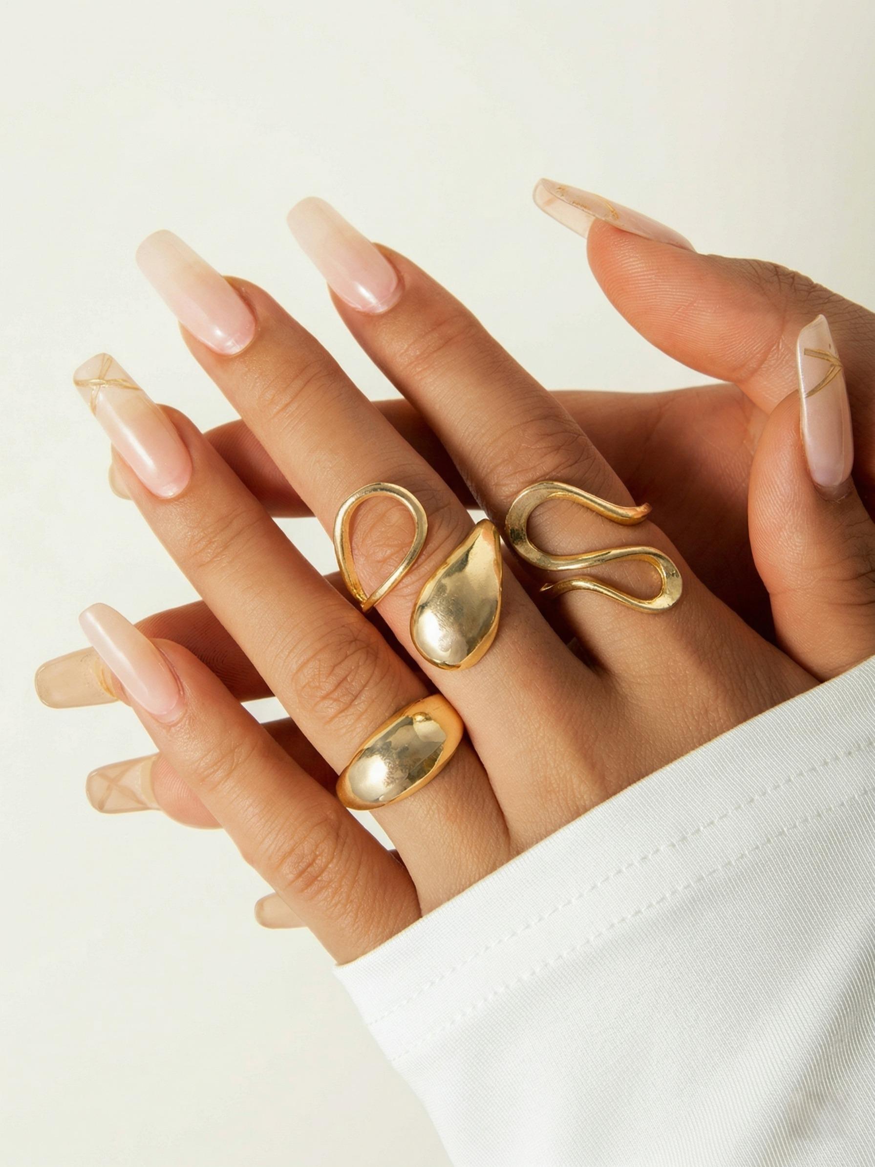 10 Piece Set Exaggerated Personalized Boho Rings Unisex Fashion Trendy Joint Rings Unique Jewelry Adjustable Stacking Open Circle Rings
