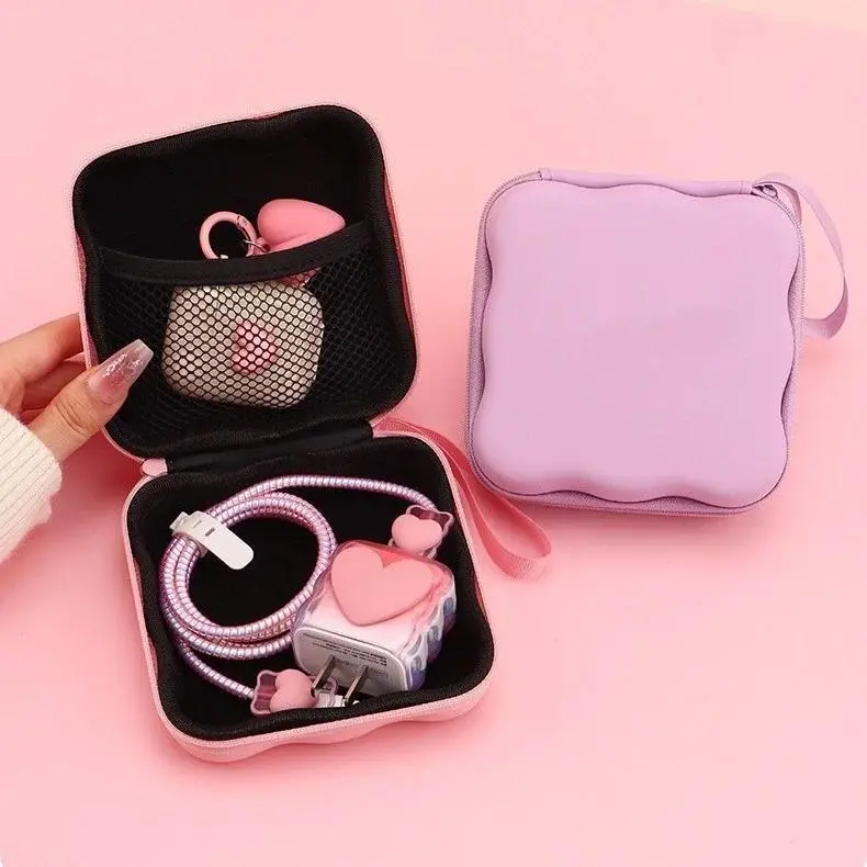 Portable Cable Protector Set Storage Bag Lovely Bow Knot Travel Storage Bag Cute Cable Charger Protector Cord Organizer