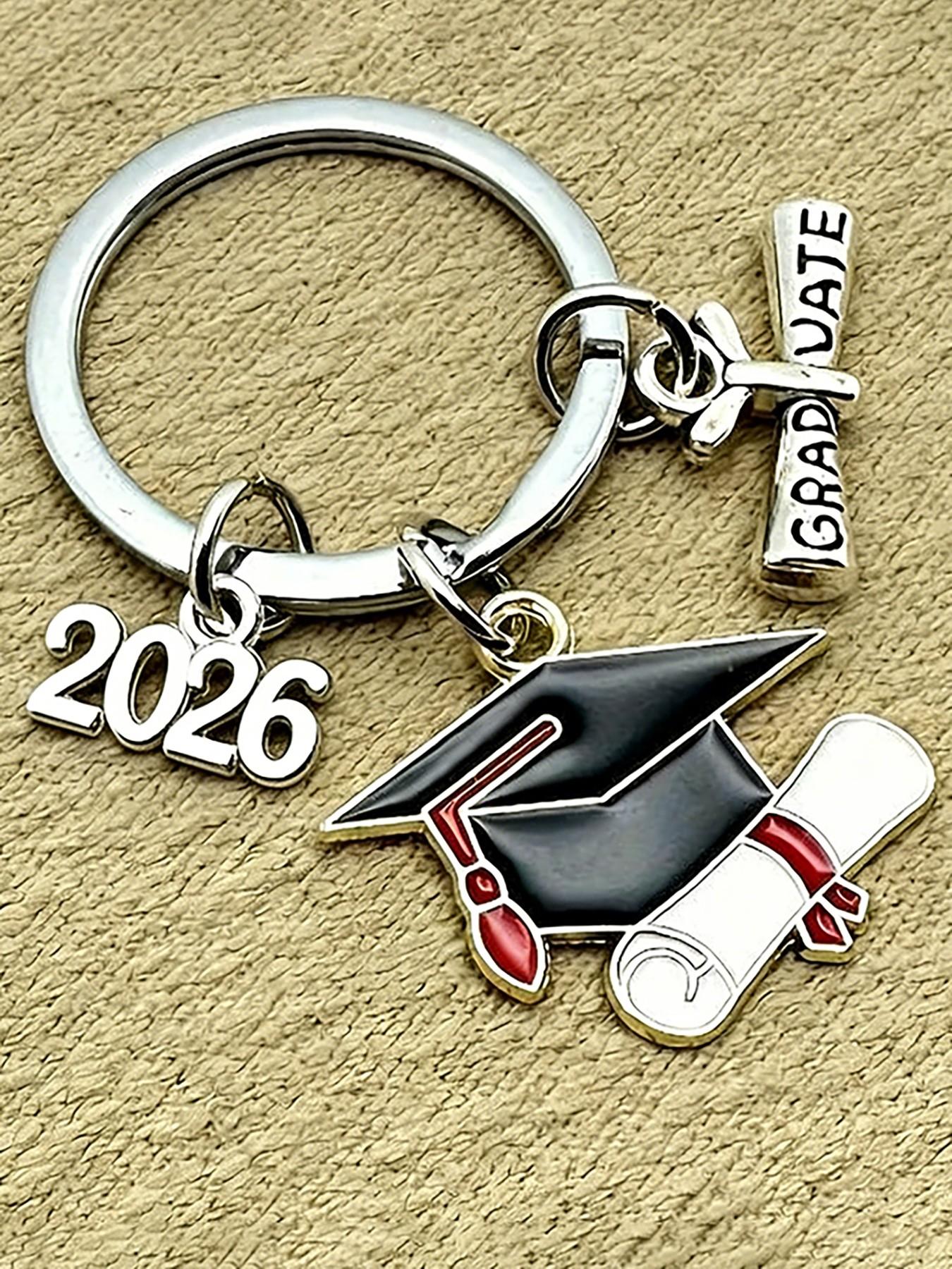 Graduation Keychains Set of 3, Class Grad Cap & Diploma Charm Keys, Commemorative Gift for 2026 Graduates, Perfect Keepsake