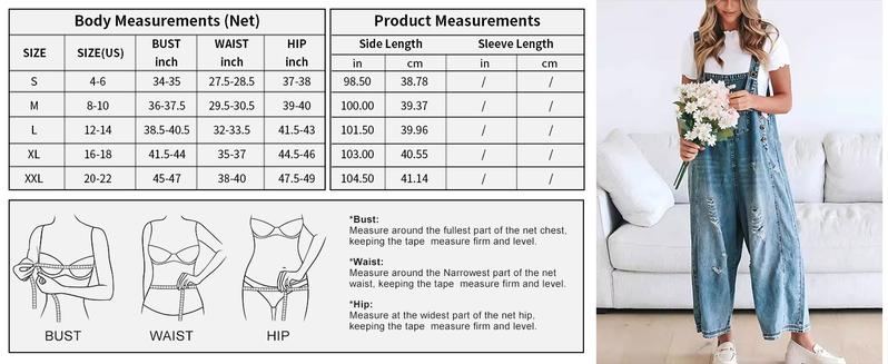 Chouyatou Women Loose Adjustable Strap Denim Bib Overall Jeans Distressed Wide Leg Baggy Overalls Jumpsuit