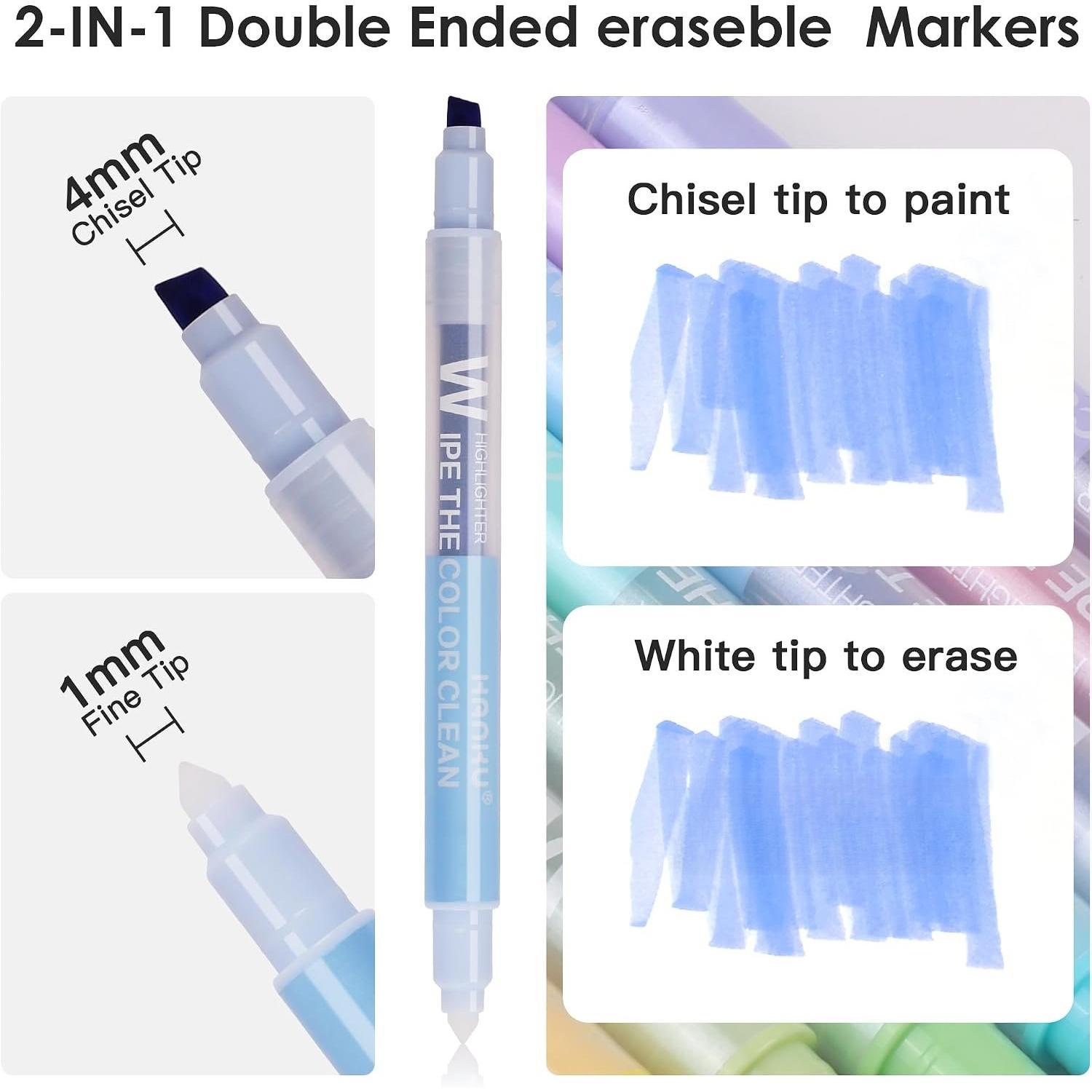 Erasable Highlighters, 10 Pastel Highlighters  Colors,  Tip Cute Erasable Highlighter Pens No Bleed Through for  Journaling,  Study, School Office Supplies