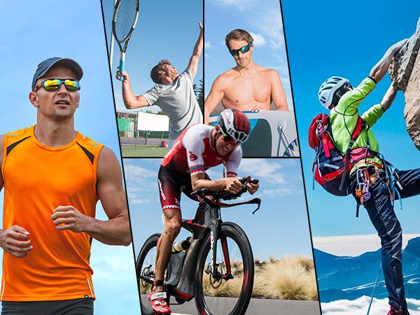 KALIYADl  3 Pairs Wrap-Around Polarized Sports Sunglasses UV Protection Designed for Outdoor Activities (S93)