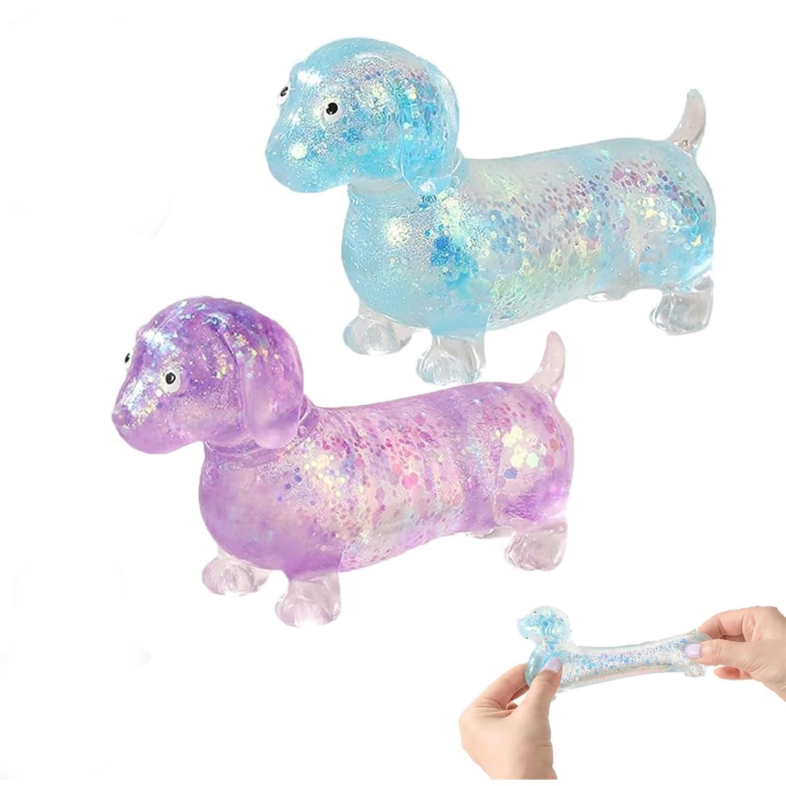 1/2/4PCS Dachshund Squishy Toy, Squishy Weiner Dog, Stress Relief Toy, Glitter Weiner Dog Maltose Stress Ball, Slow Rise Fidget for Anxiety Relief, Soft Squeeze Desk Gadget for Home Office Travel