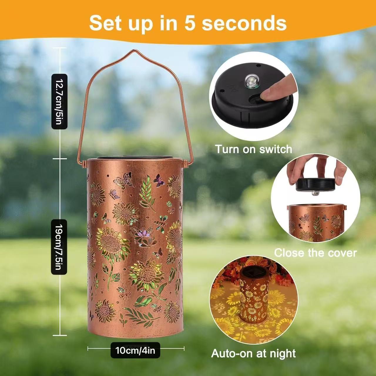 Colorful Sunflower Glow Solar Garden Lantern - Outdoor Waterproof Decorative Hanging Solar Lights, Metal Solar Powered Garden Decor for Patio, Yard, Gifts (Sunflower)