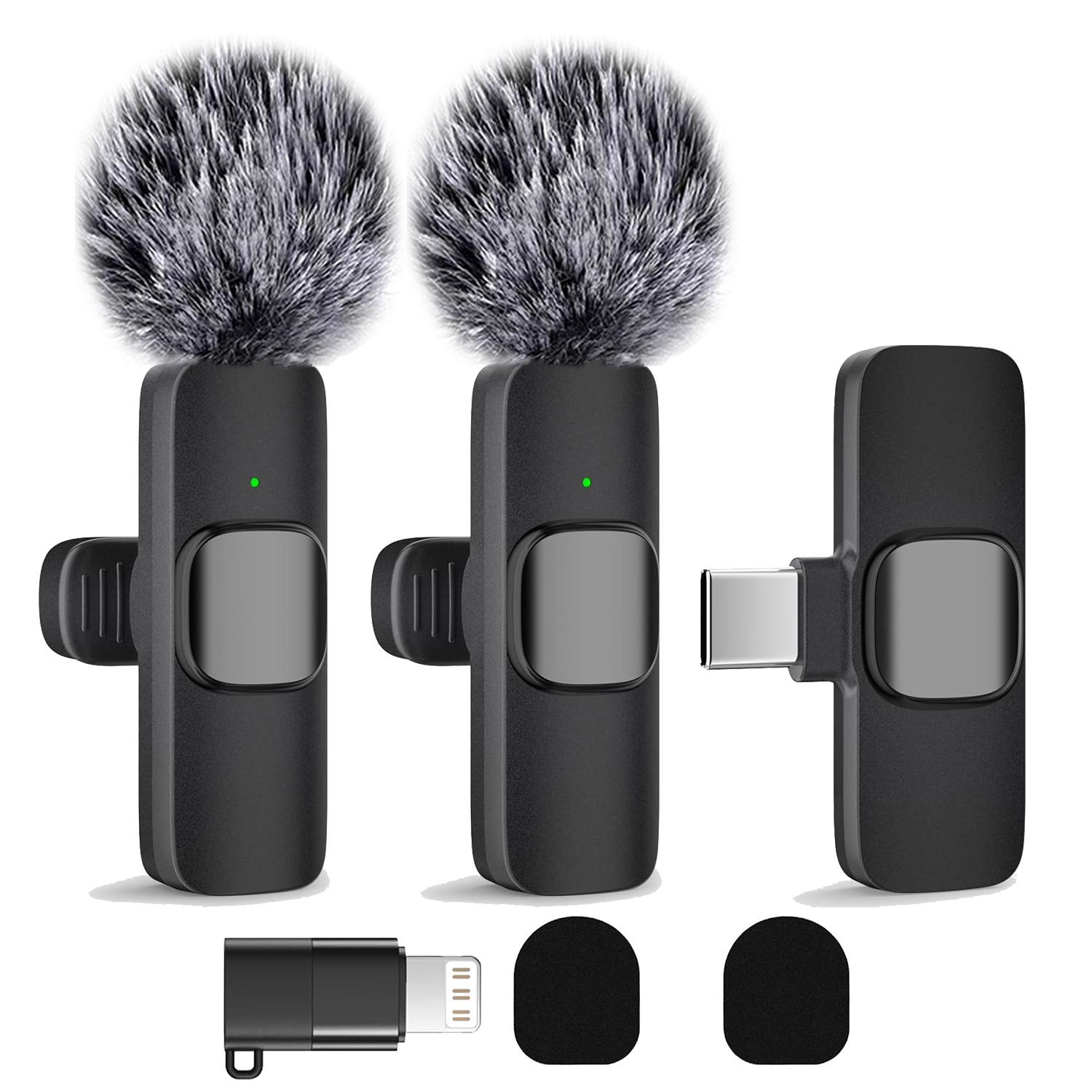 Wireless Mini Lavalier Microphone for iPhone, iPad & Android, Intelligent Noise-Cancelling Plug & Play Lapel Mic for Lightning, USB-Rechargeable Microphone for Short-Video Platforms, Video Recording, Vlogs & Live Streaming, USB Rechargeable Mic